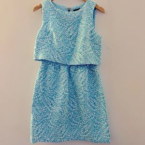 THE LIMITED light blue and white dress